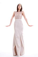 Beautiful woman in a brown dress