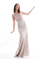 Naklejka premium Beautiful woman in a brown dress