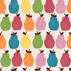 Funny retro seamless pattern with pears