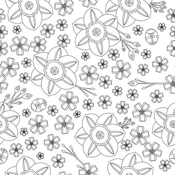 Floral spring seamless vector background