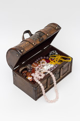 Vintage trunk with beads.
