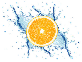 water splash and orange