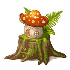 House for gnome made from mushroom