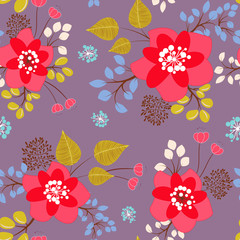 Blooming flowers - vector floral seamless pattern