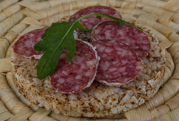 Crispbread with salami