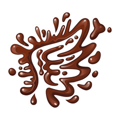 Splashes and drops of chocolate in the shape of a wing