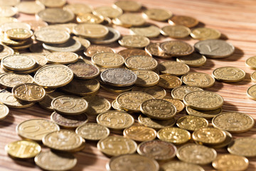 coins on the table as a background