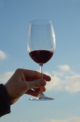 Glass with red wine.
