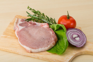 Raw pork steak