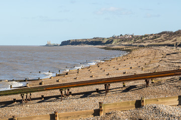 Herne Bay beach and Reculver Towers