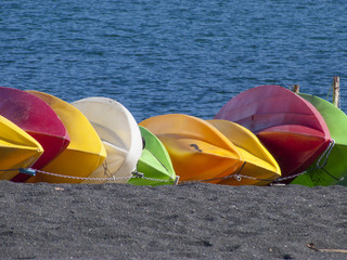 Surfboards am Strand des Lago Villarrica