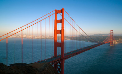 Fototapeta na wymiar Sunset San Francisco Golden Gate Bridge Pacific Ocean West Coast