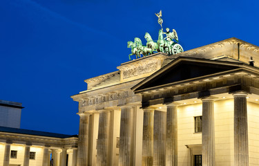 Illuminated Brandenburg Gate in Berlin, Germany