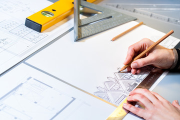 Architect planning home layout.