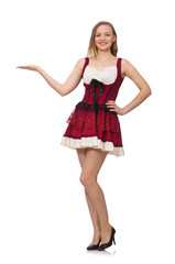 Woman wearing red dress in fashion concept isolated on white