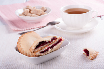 Cookies with cherry jam