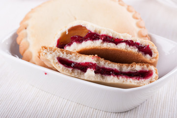 Cookies with cherry jam