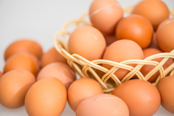fresh egg and broken eggs isolated on white background