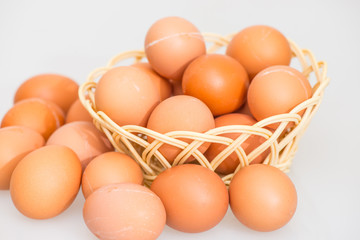 fresh egg and broken eggs isolated on white background