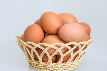 fresh egg and broken eggs isolated on white background