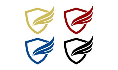 Shield Wings Vector Logo Illustration Design Template