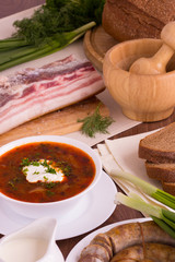 Ukrainian national dish vegetable soup - borsch