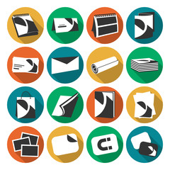 Printing house web flat color icons set