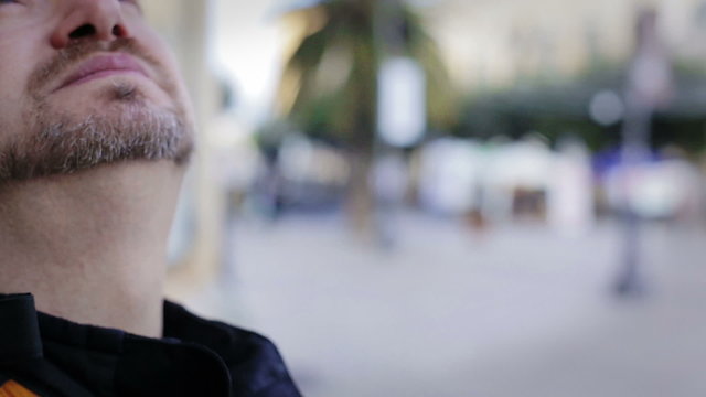 Closeup portrait of smoking man