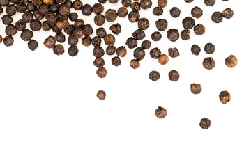 closeup dried black pepper on white background