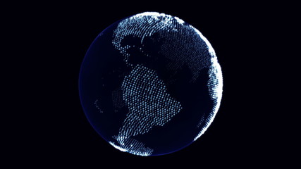 3D animation of digital exploding Earth; looping - Powered by Adobe