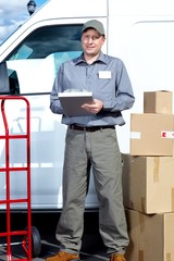 Postman with parcel box.