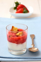 Strawberry smoothie with yogurt, biscotti biscuits