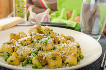 Homemade Gnocchi with Peas and Parmesan