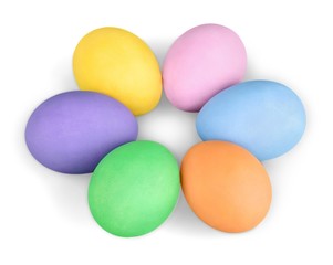 Fototapeta na wymiar multi color eggs isolated on white