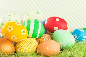 colorful easter eggs on white