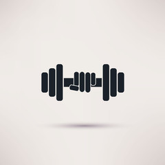 Hand holding weight with dumbbells icon vector.