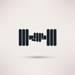 Hand holding weight with dumbbells icon vector.