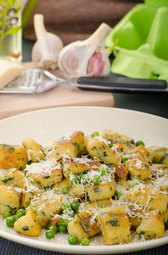 Homemade Gnocchi with Peas and Parmesan