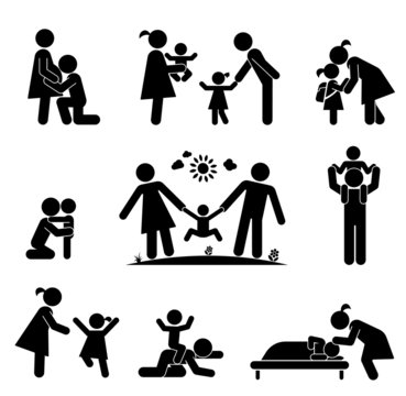 Set Of Happy Family Icons. Vector Pictogram Illustration.