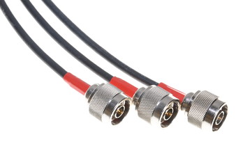 Coaxial cables with connector isolated on white background 