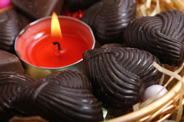candle around chocolates - retro style