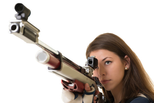 Woman training sport shooting 