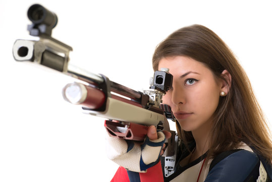 Woman training sport shooting 