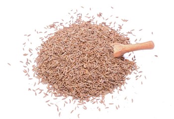 Pile of Caraway Seeds Isolated on White Background