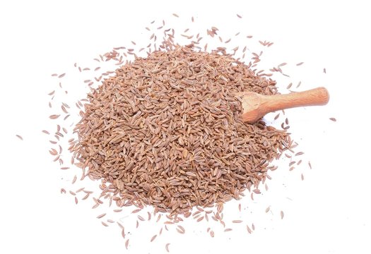 Pile of Caraway Seeds Isolated on White Background