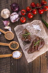 Excellent fried beef served with vegetables and spices