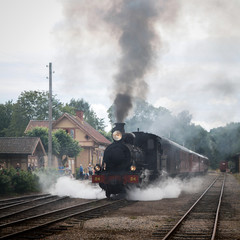 Fototapeta na wymiar Steamtrain departure