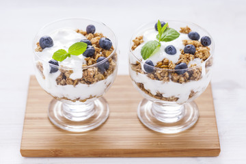 Delicious dessert with fruits and flakes