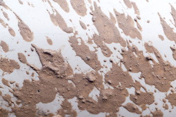 close-up texture isolated mud splashes by car 