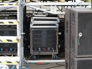 Old powerfull concerto audio stage amplifiers, speakers and equi